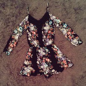 Black Floral Print Romper
